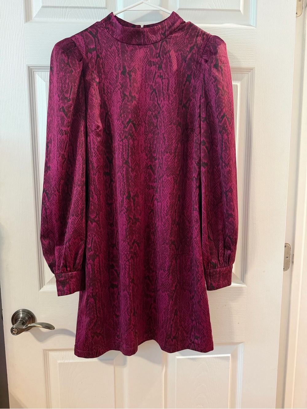 Dynamite Fuchsia Snake-Print Long Sleeve Mini Dress